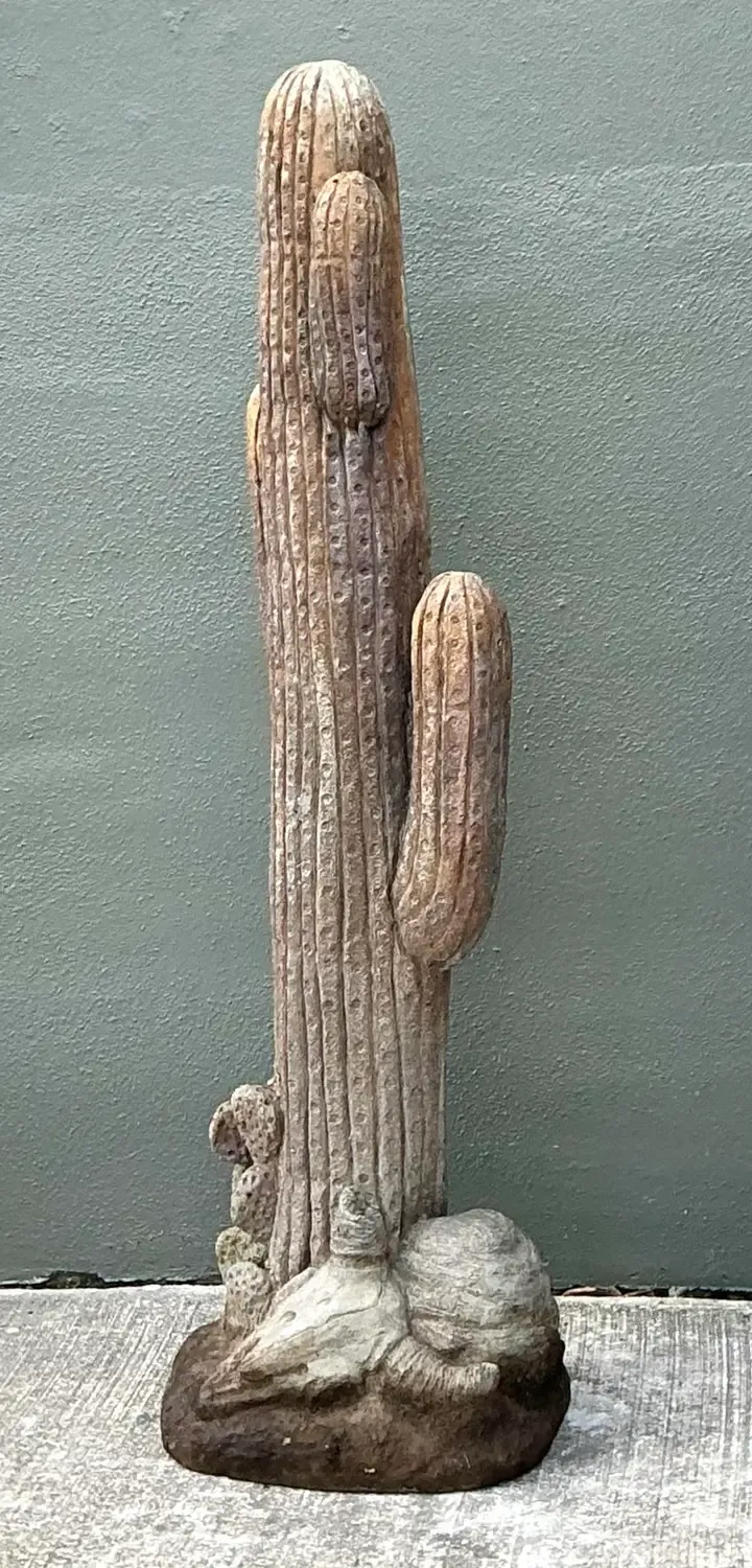 Vintage Cast Concrete Cactus Sculpture — additional photo 3