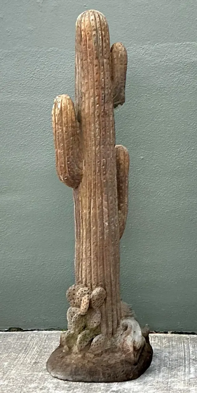 Vintage Cast Concrete Cactus Sculpture — additional photo 4