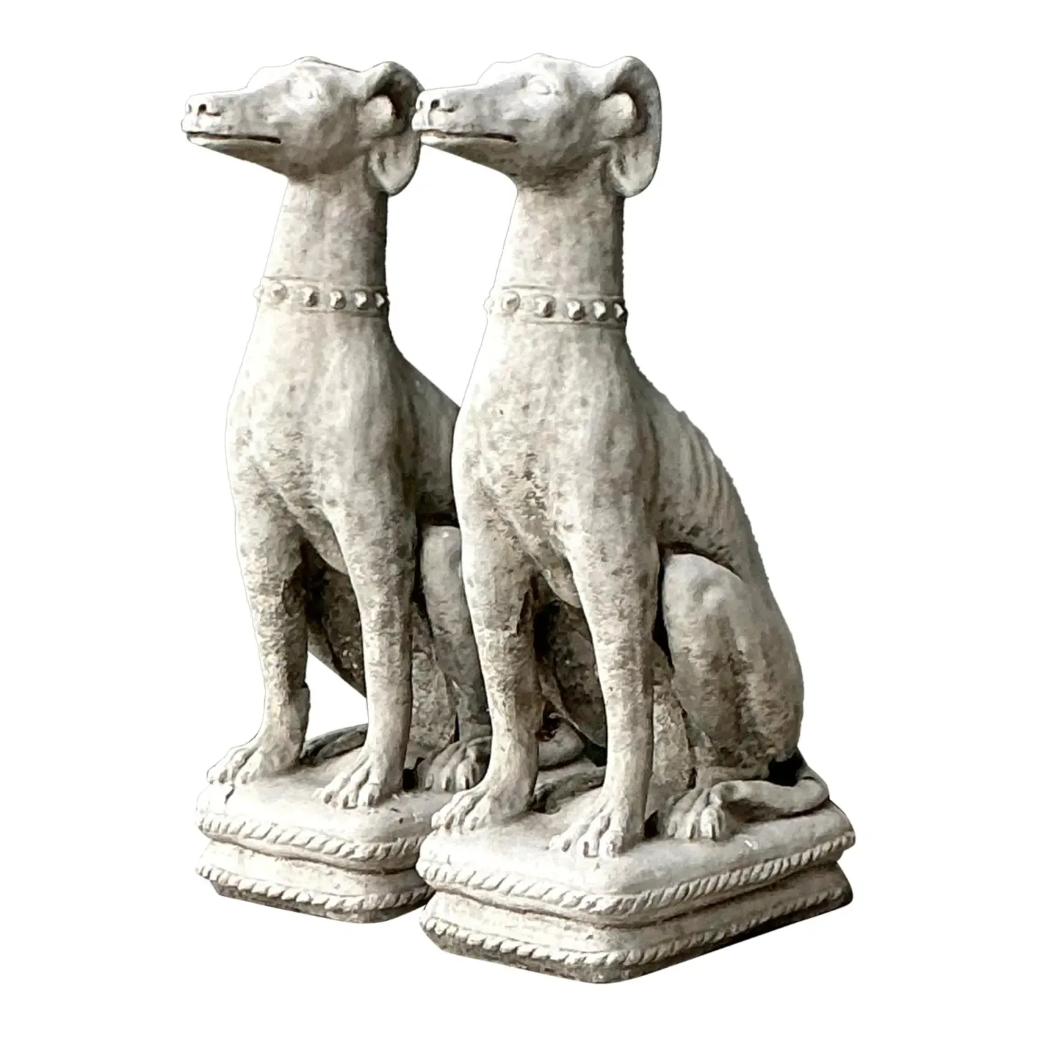 Vintage Cast Concrete Dogs - A Pair