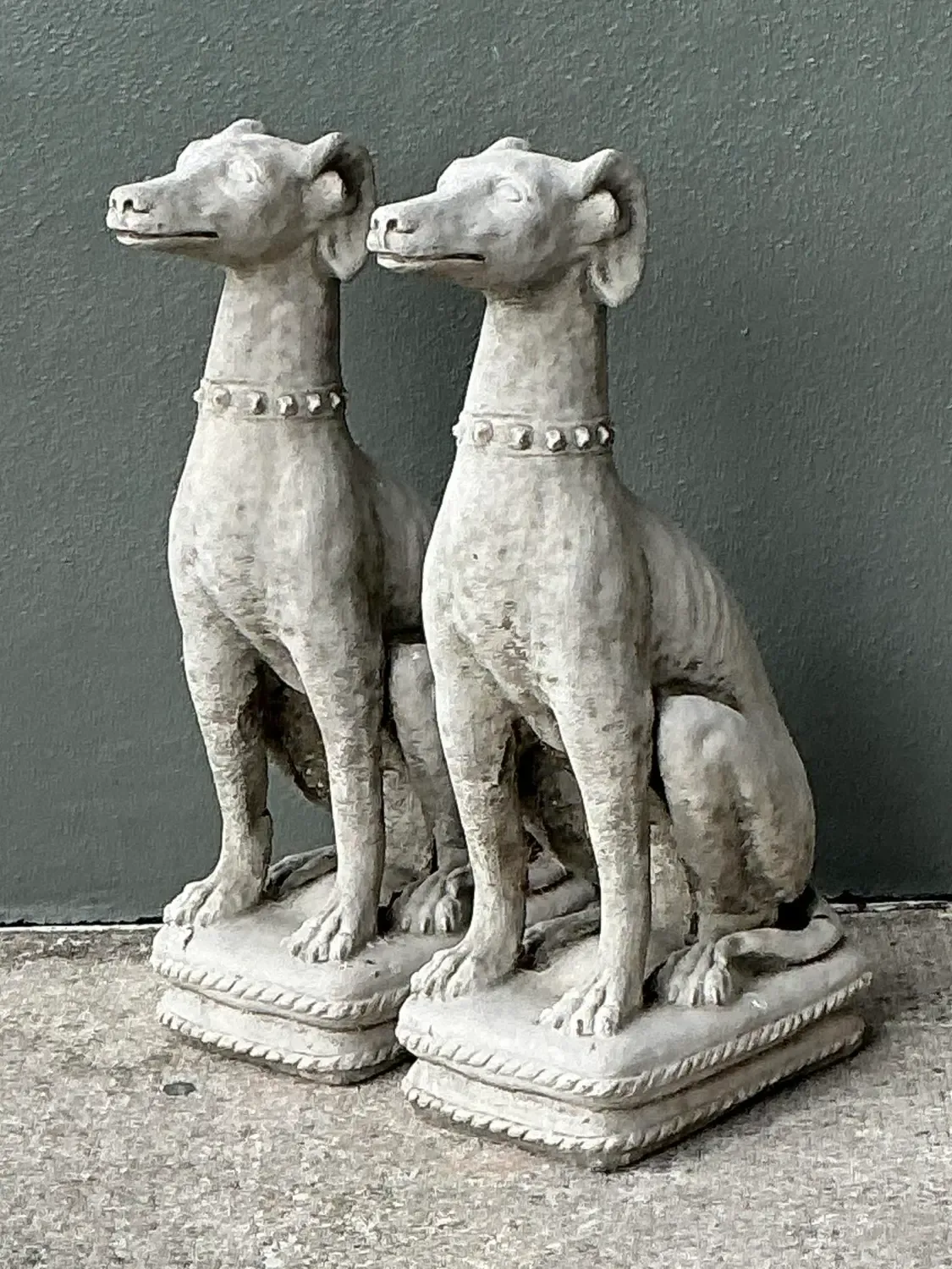 Vintage Cast Concrete Dogs - A Pair — additional photo 1