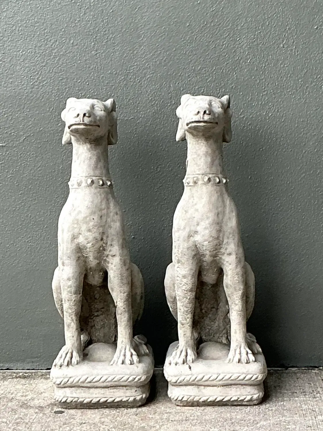 Vintage Cast Concrete Dogs - A Pair — additional photo 4