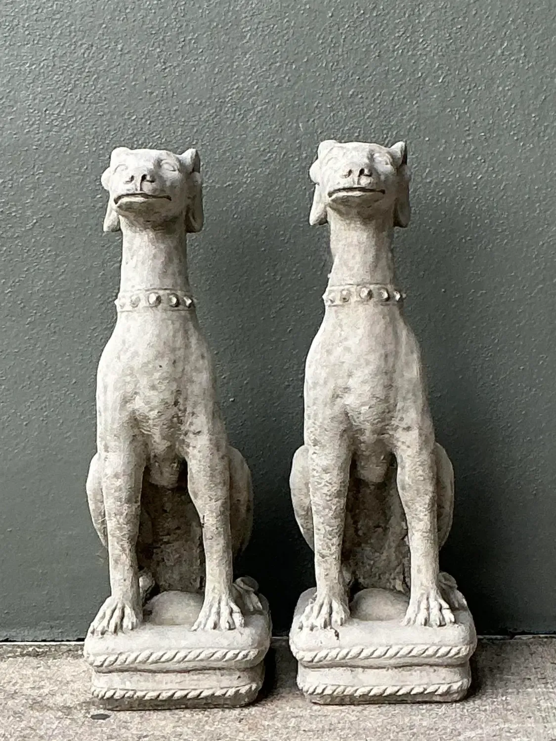 Vintage Cast Concrete Dogs - A Pair — additional photo 3