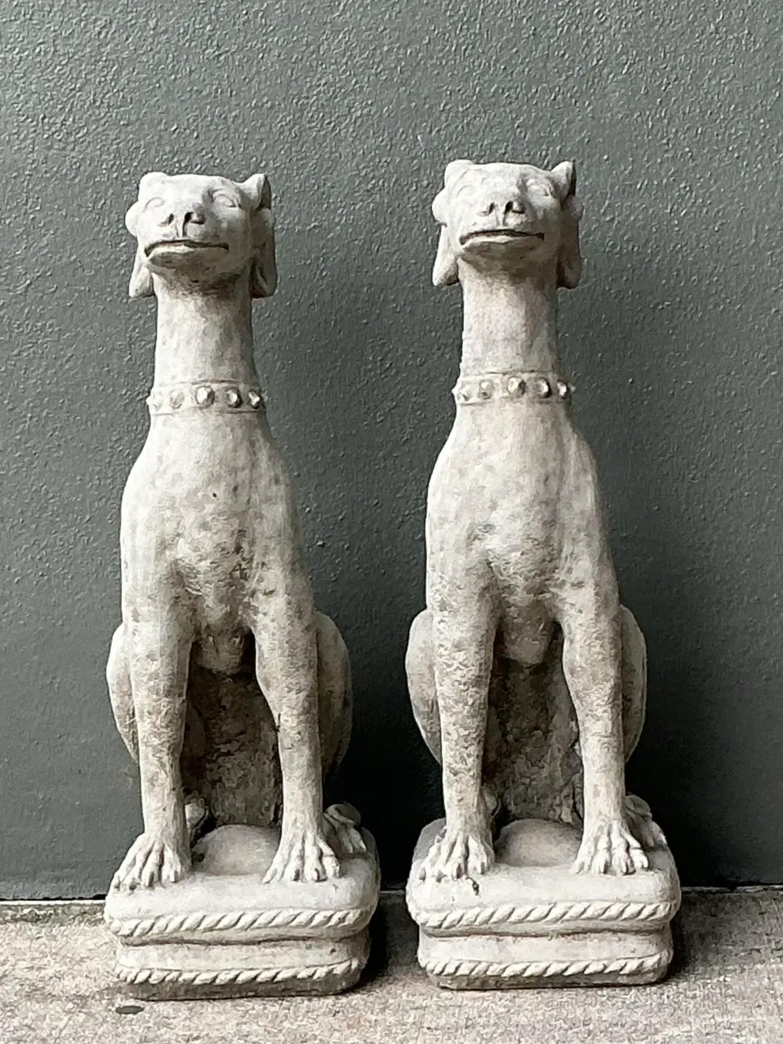 Vintage Cast Concrete Dogs - A Pair — additional photo 2