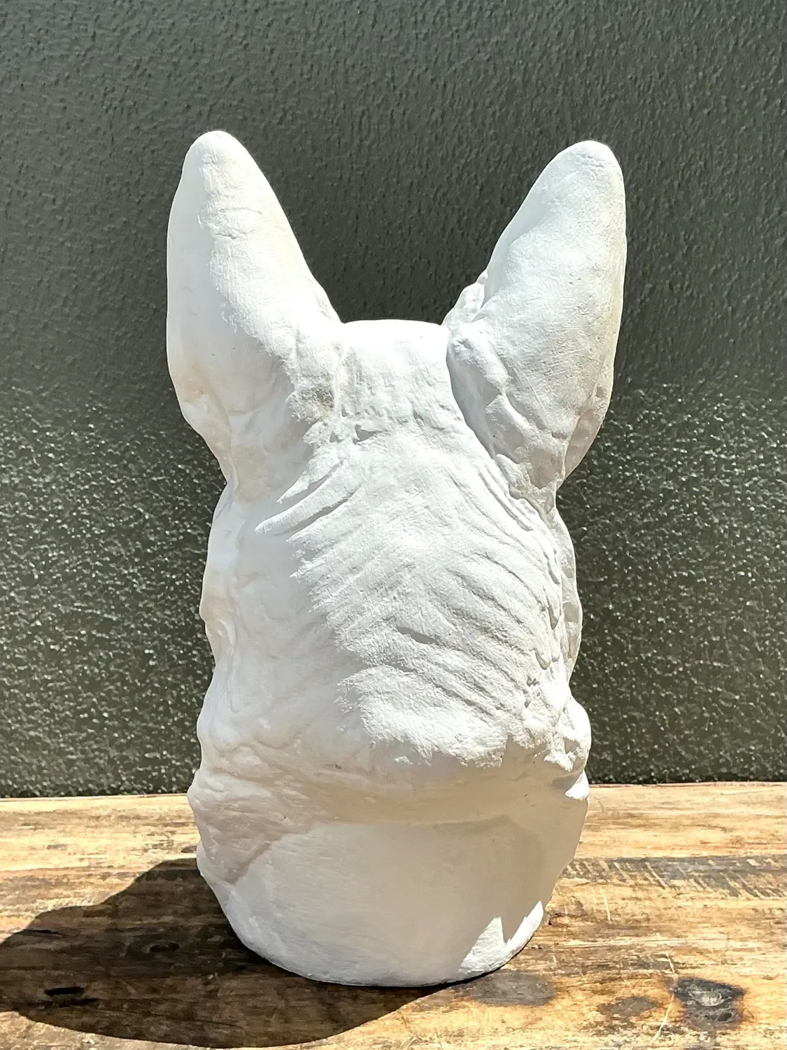 Vintage Cast Concrete German Shepherd Head — additional photo 3