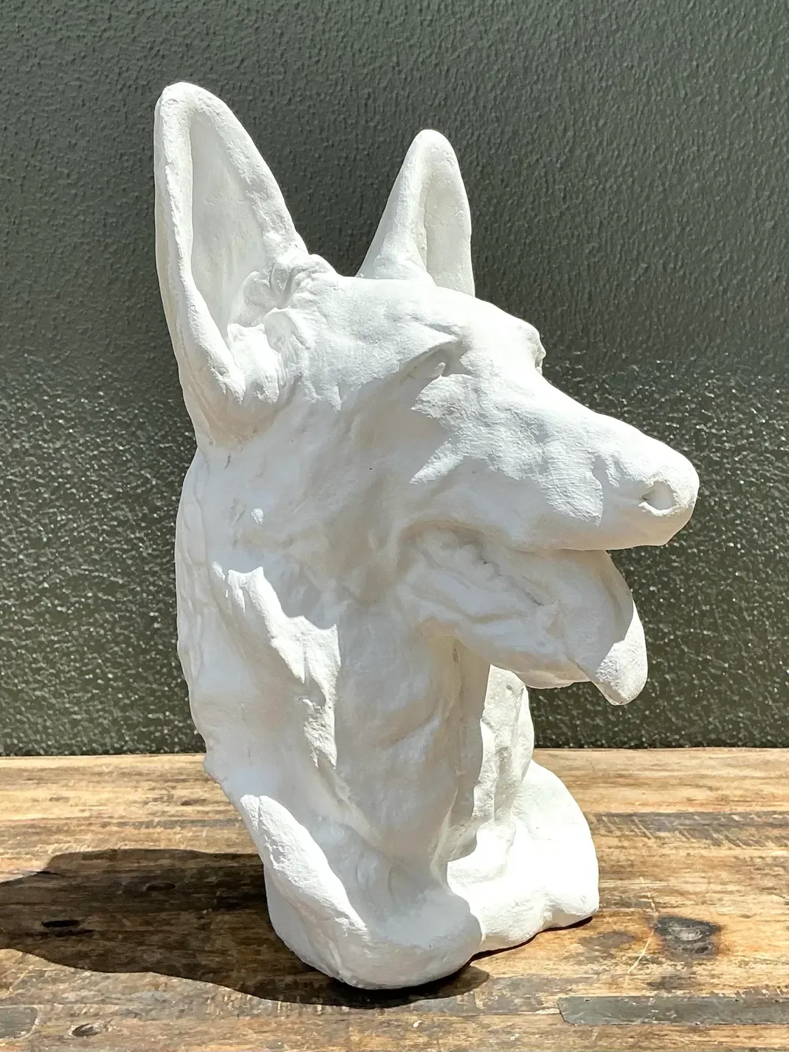 Vintage Cast Concrete German Shepherd Head — additional photo 7