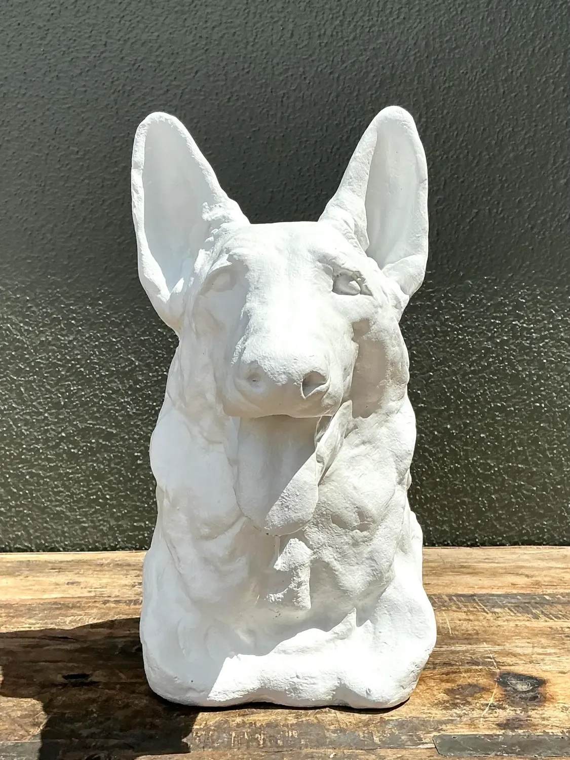 Vintage Cast Concrete German Shepherd Head — additional photo 8