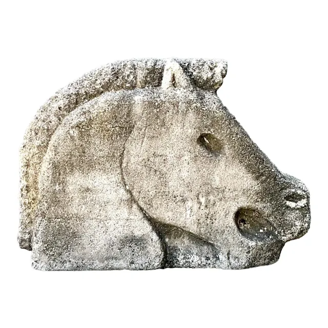 Vintage Cast Concrete Horse Head — additional photo 1