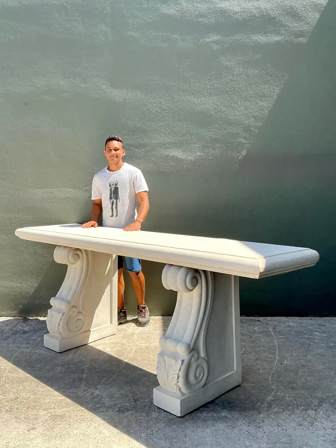 Vintage Cast Concrete Long Console — additional photo 2