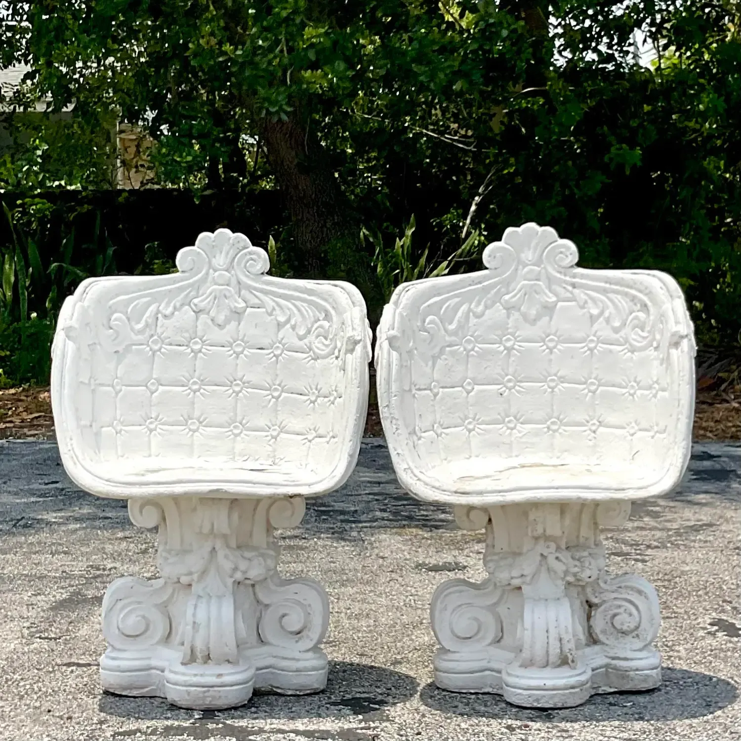 Vintage Cast Concrete Outdoor Lounge Chairs - a Pair — additional photo 4