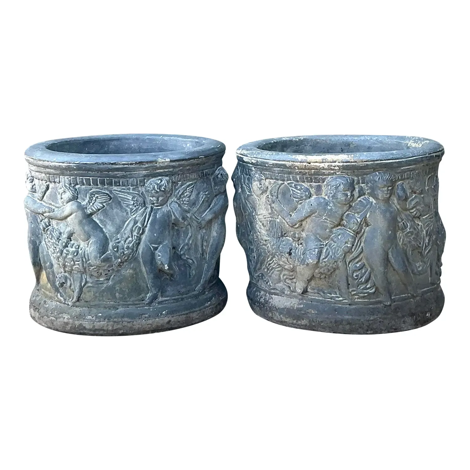 Vintage Cast Concrete Putti Cherub Planters — additional photo 1