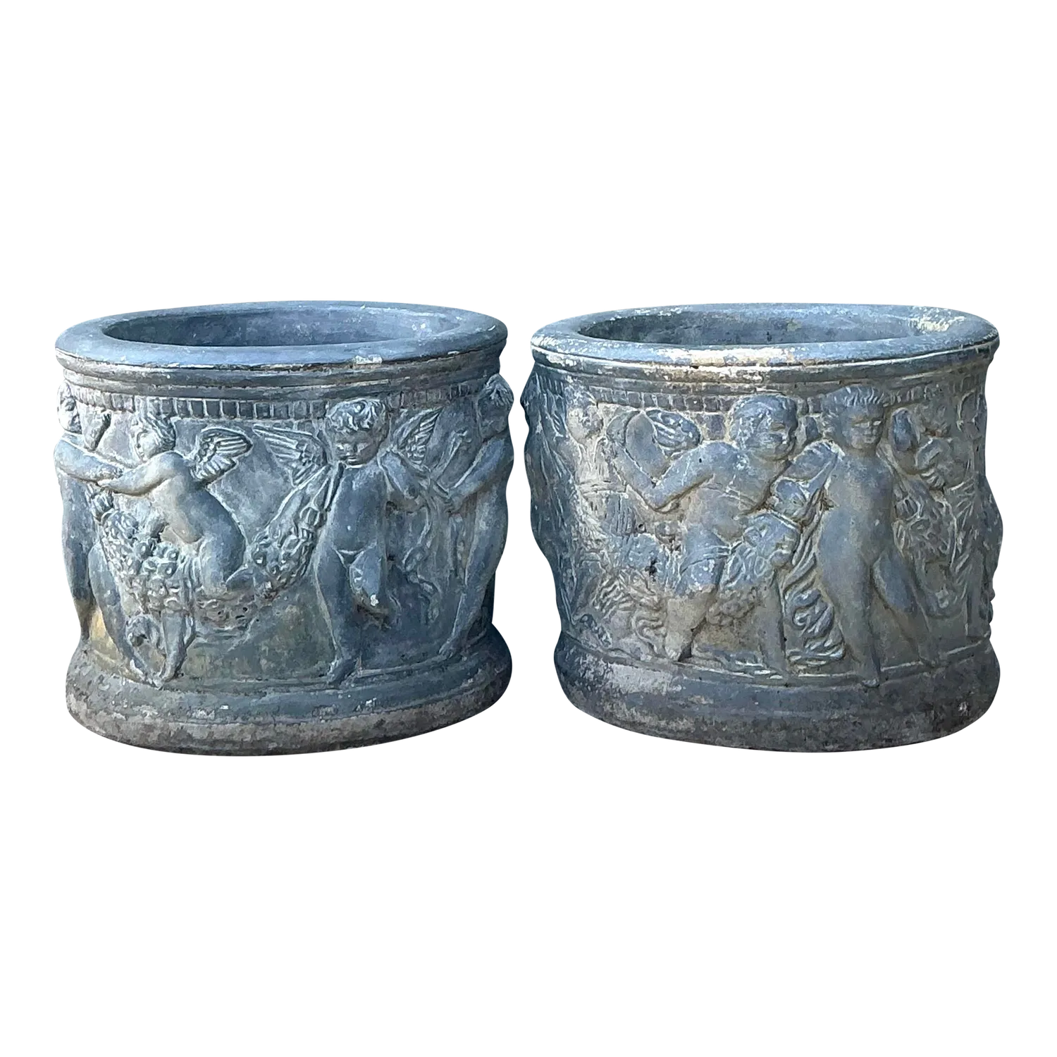 Vintage Cast Concrete Putti Cherub Planters — additional photo 2