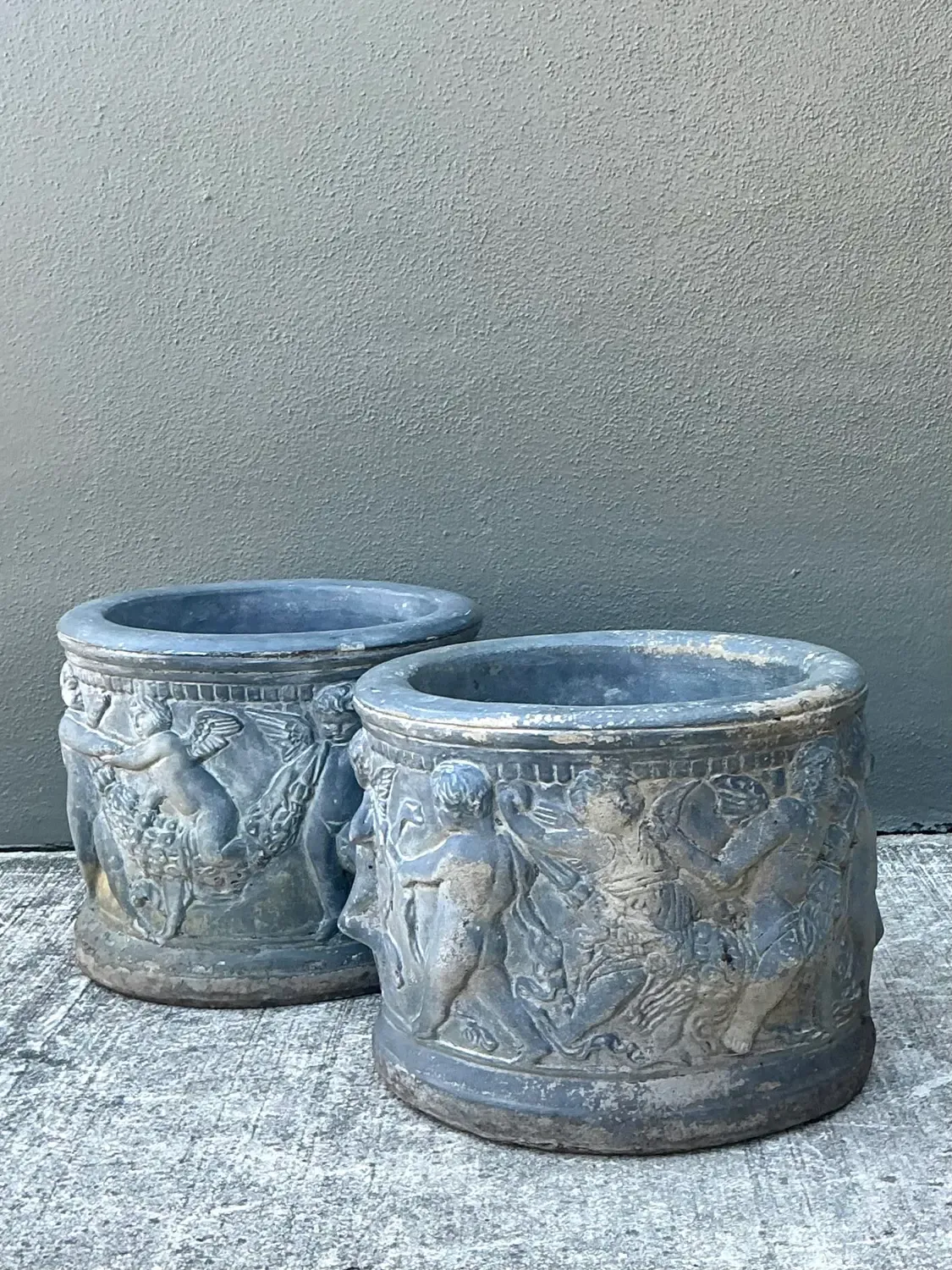 Vintage Cast Concrete Putti Cherub Planters — additional photo 3