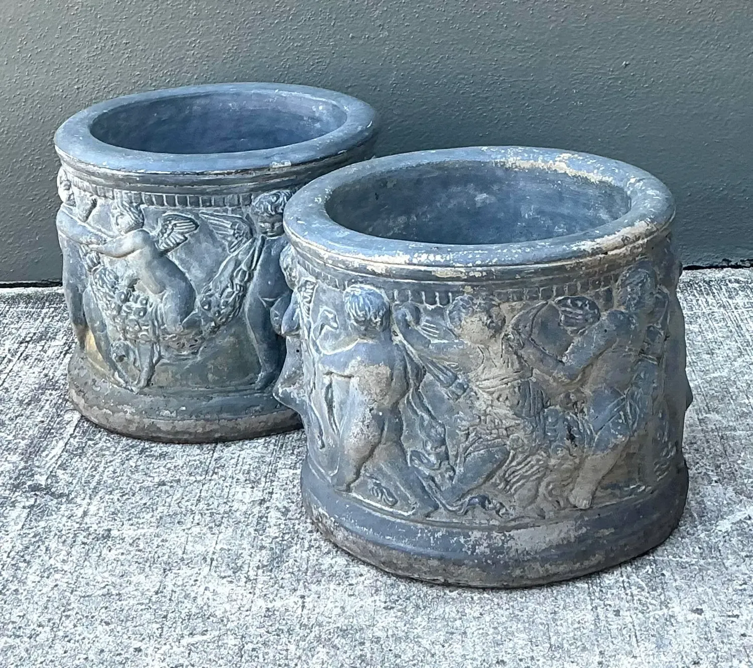 Vintage Cast Concrete Putti Cherub Planters — additional photo 4