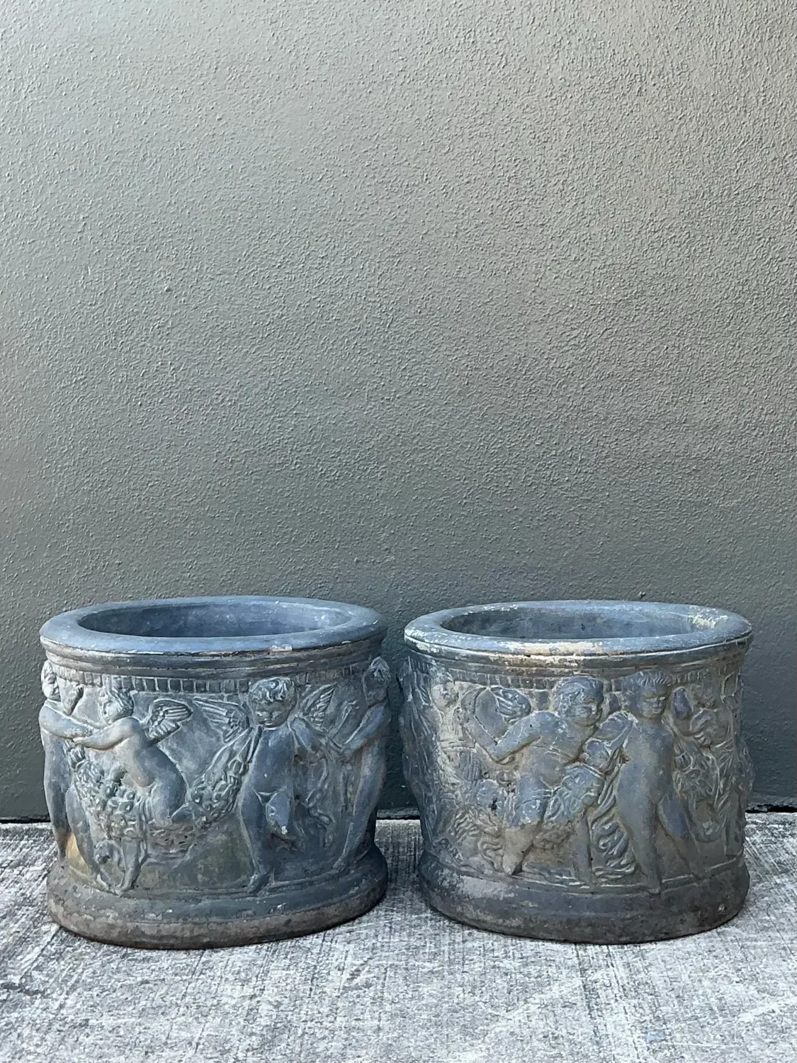 Vintage Cast Concrete Putti Cherub Planters — additional photo 6