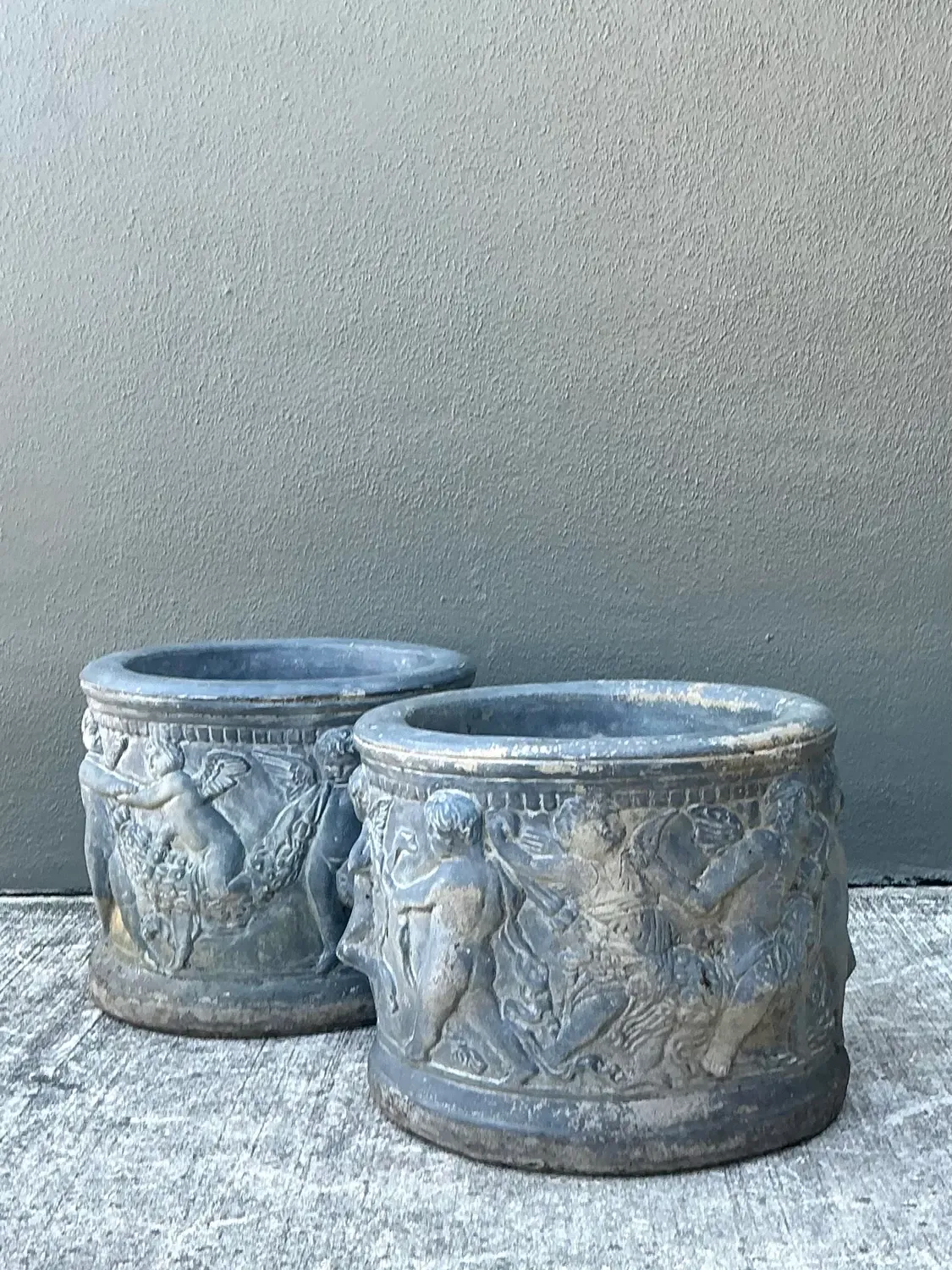 Vintage Cast Concrete Putti Cherub Planters — additional photo 7