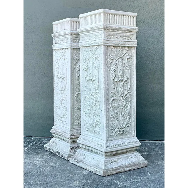 Vintage Cast Concrete Relief Pedestals - A Pair — additional photo 3