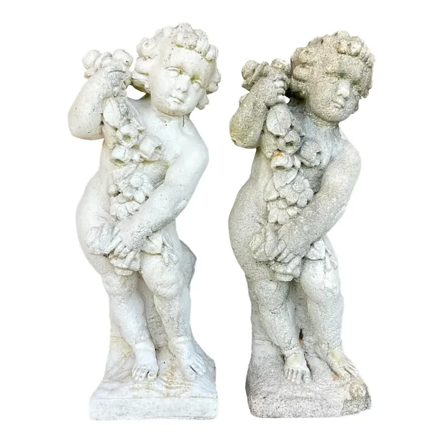 Vintage Cast Concrete Season Statues - a Pair — additional photo 1