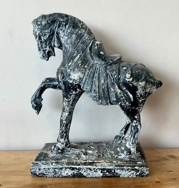 Vintage Cast Concrete Tang Horse — additional photo 2