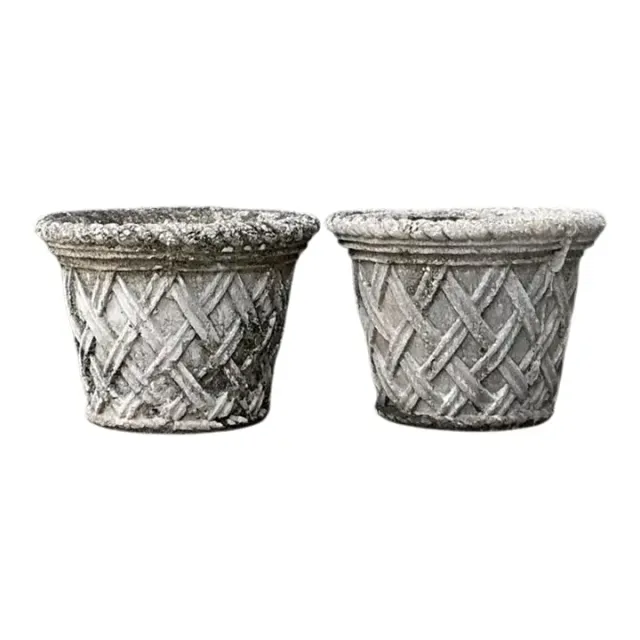 Vintage Cast Concrete Trellis Planters - A Pair — additional photo 1