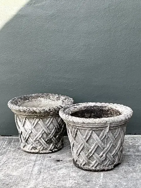 Vintage Cast Concrete Trellis Planters - A Pair — additional photo 7