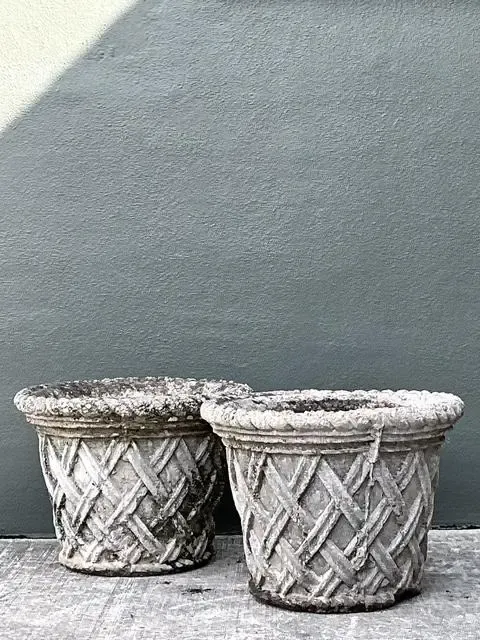 Vintage Cast Concrete Trellis Planters - A Pair — additional photo 8