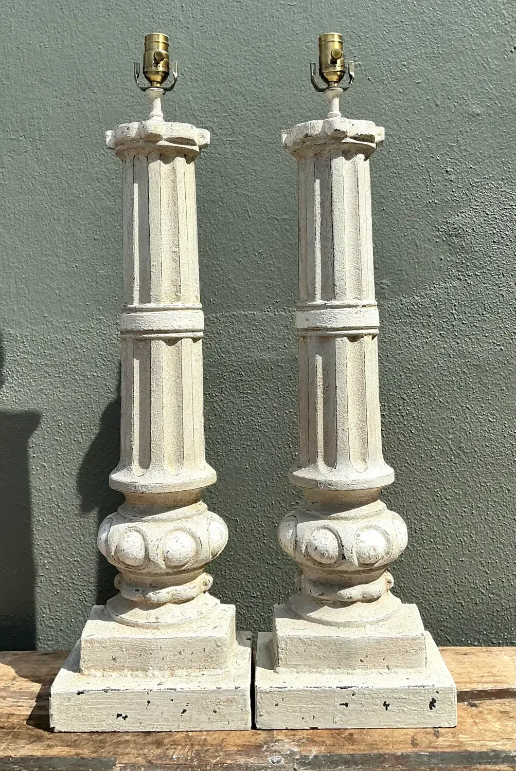 Vintage Cast Iron Column Lamps - A Pair — additional photo 1