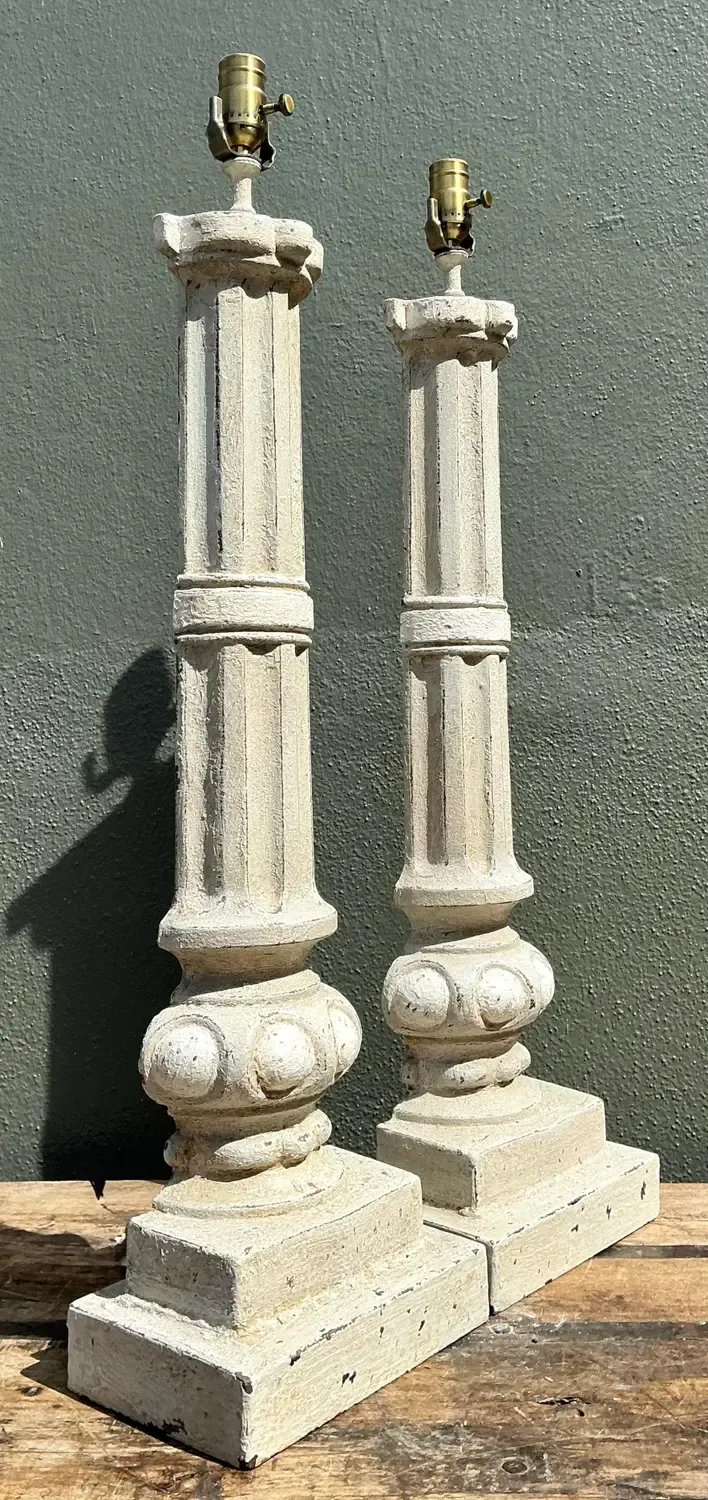 Vintage Cast Iron Column Lamps - A Pair — additional photo 3