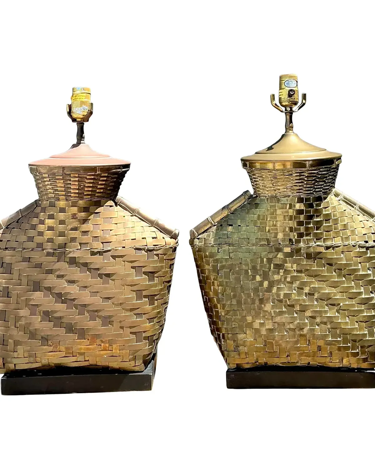 Vintage Chapman Woven Brass Table Lamps - A Pair — additional photo 1