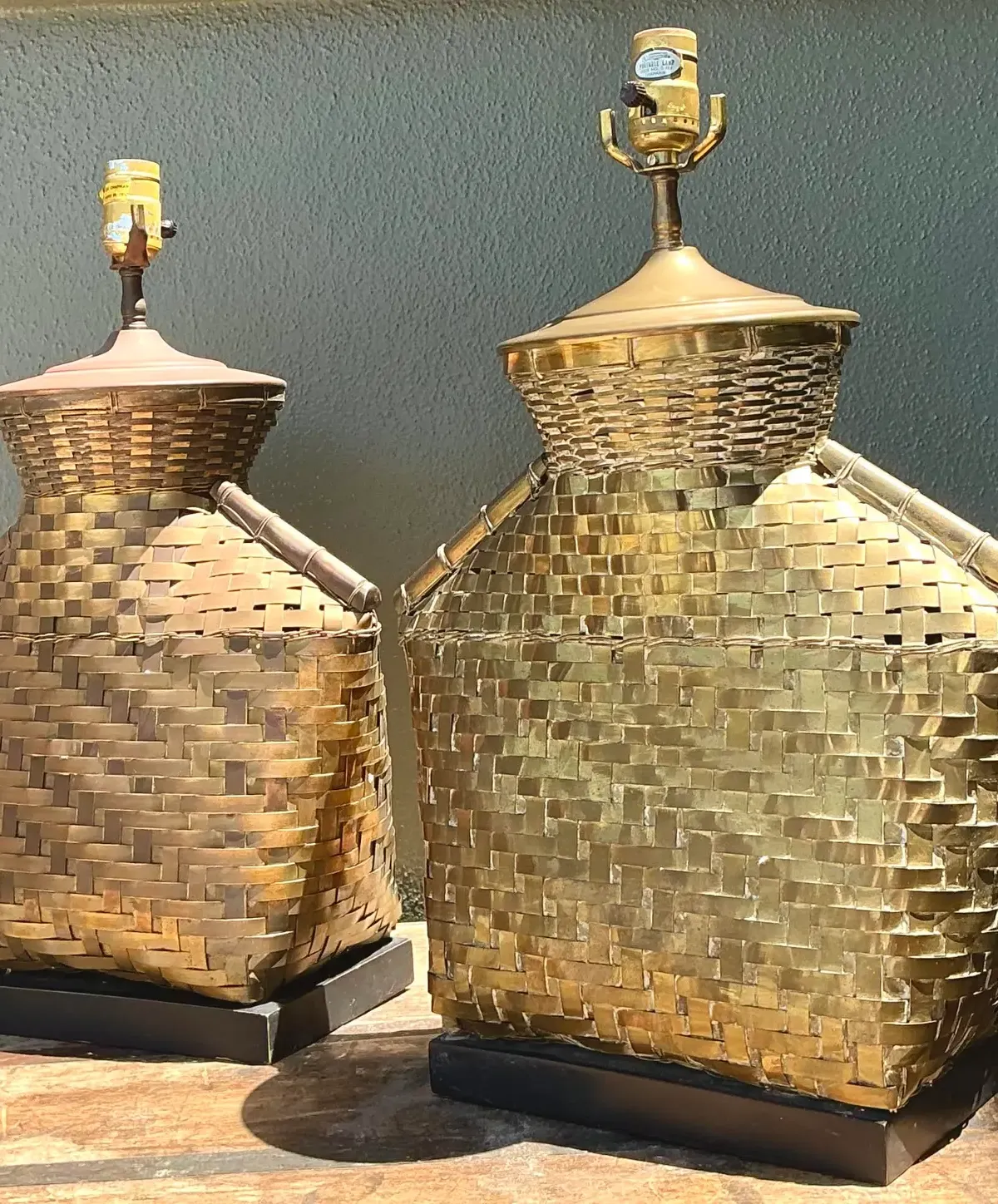 Vintage Chapman Woven Brass Table Lamps - A Pair — additional photo 2