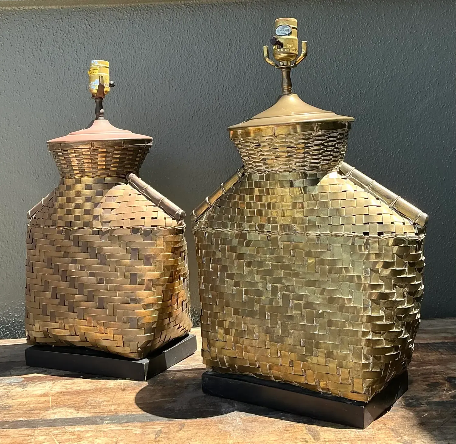 Vintage Chapman Woven Brass Table Lamps - A Pair — additional photo 5