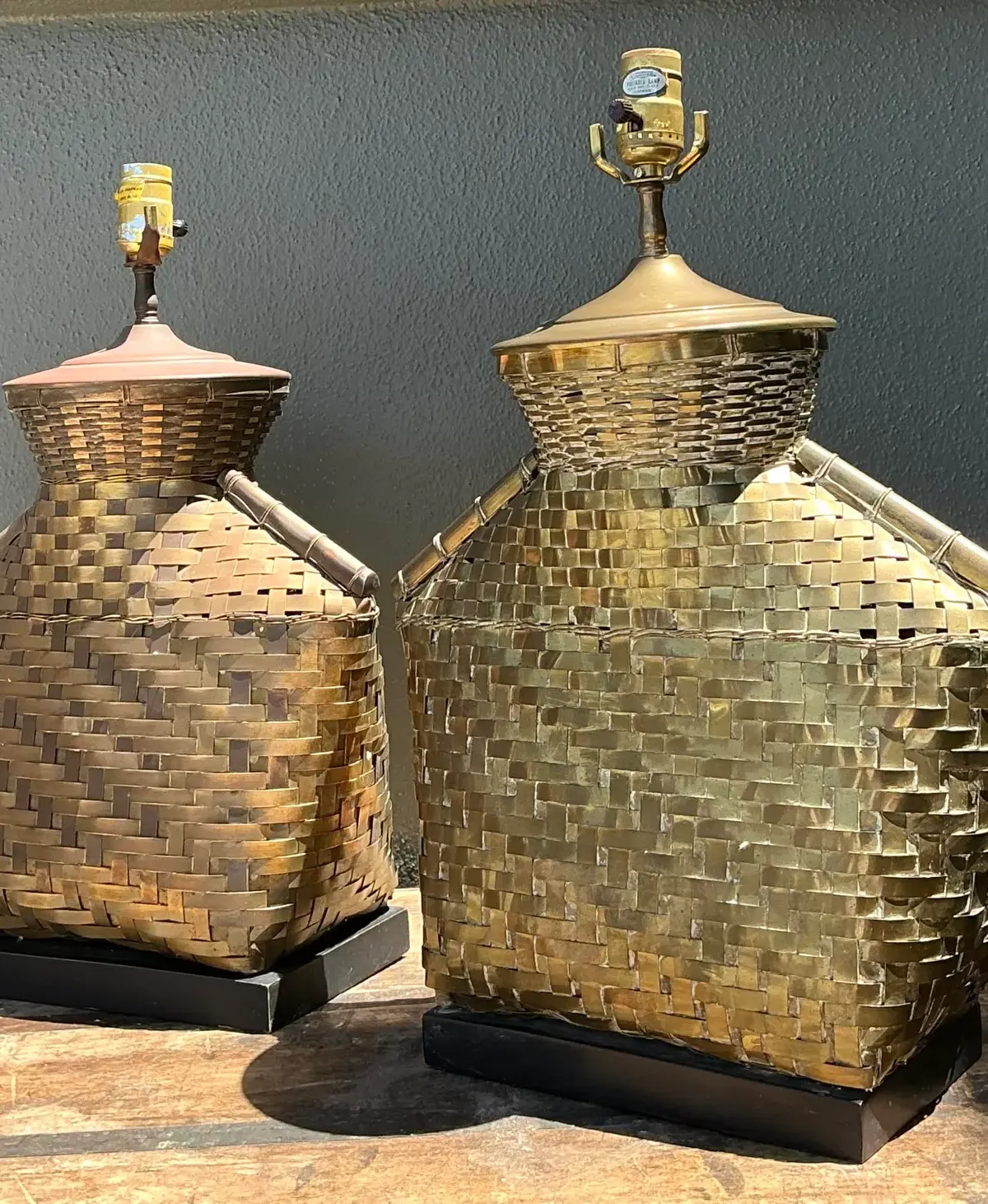 Vintage Chapman Woven Brass Table Lamps - A Pair — additional photo 5