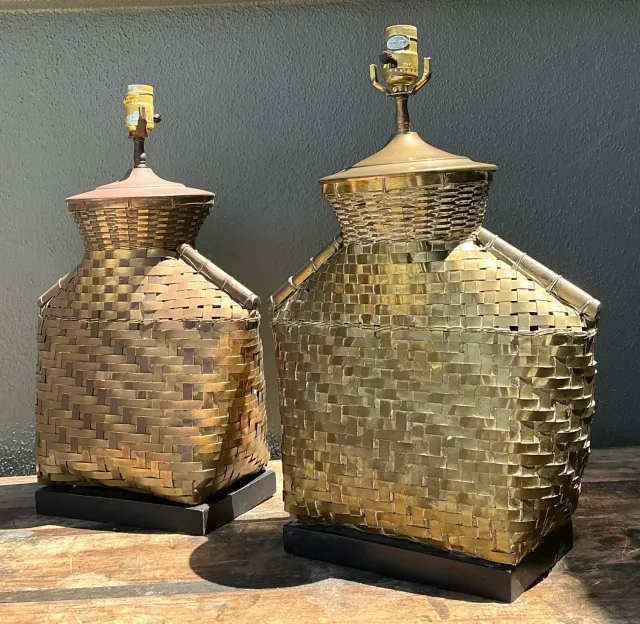 Vintage Chapman Woven Brass Table Lamps - A Pair — additional photo 5