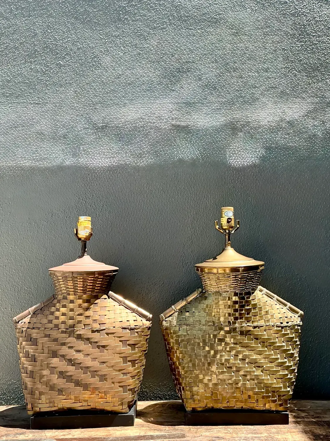 Vintage Chapman Woven Brass Table Lamps - A Pair — additional photo 6