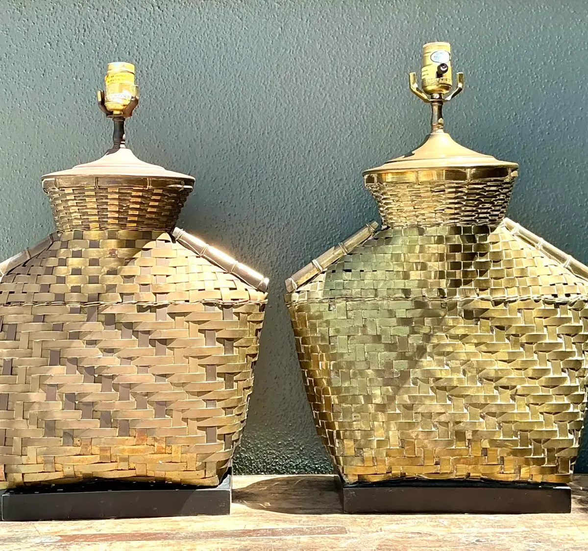 Vintage Chapman Woven Brass Table Lamps - A Pair — additional photo 7