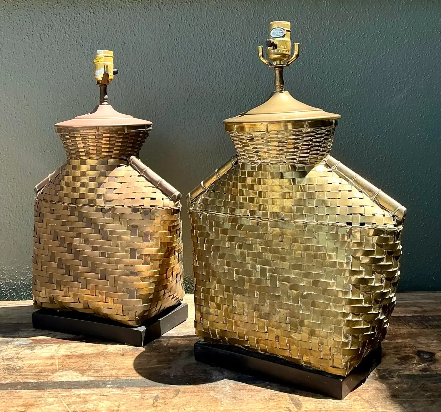 Vintage Chapman Woven Brass Table Lamps - A Pair — additional photo 8