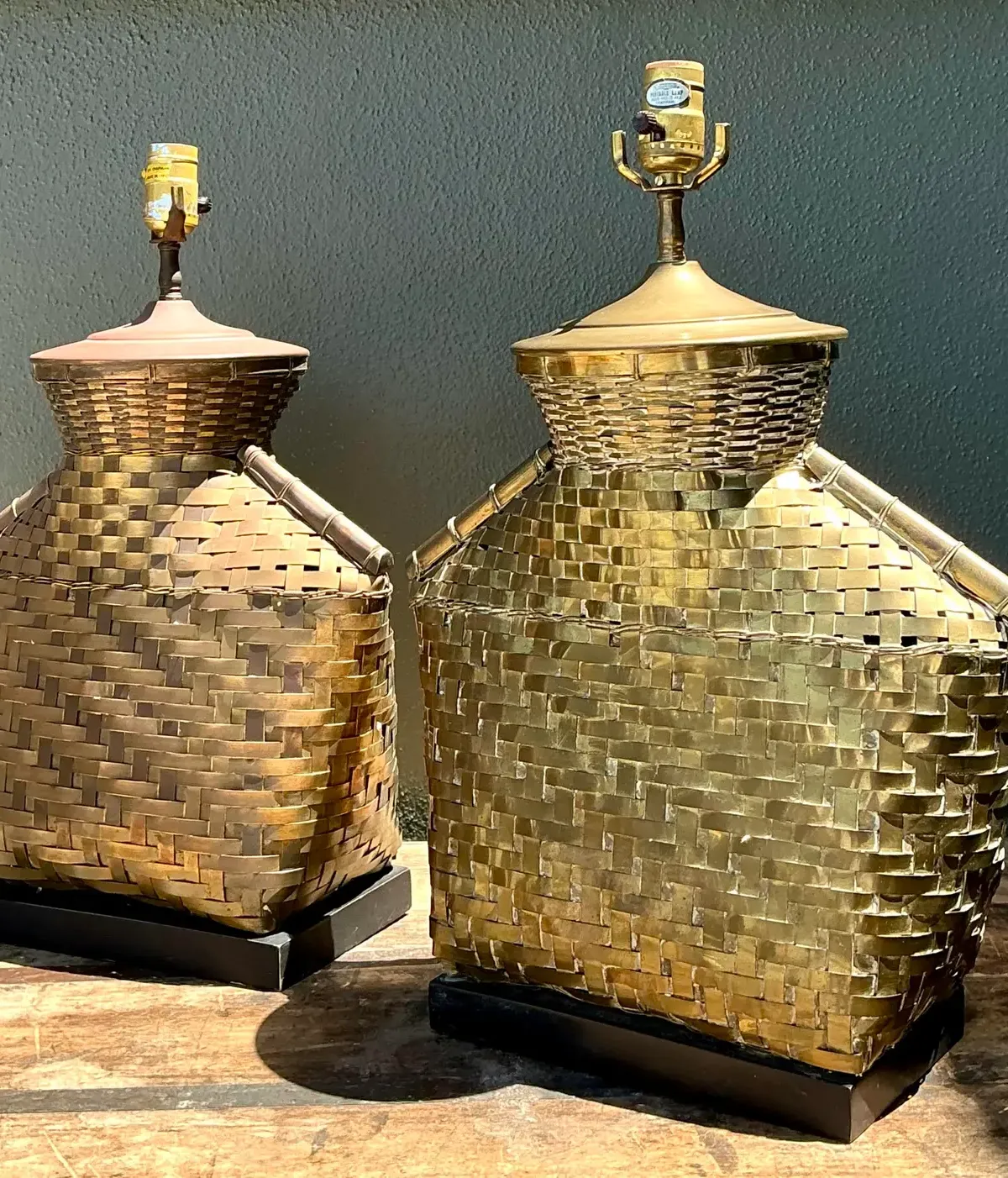 Vintage Chapman Woven Brass Table Lamps - A Pair — additional photo 8