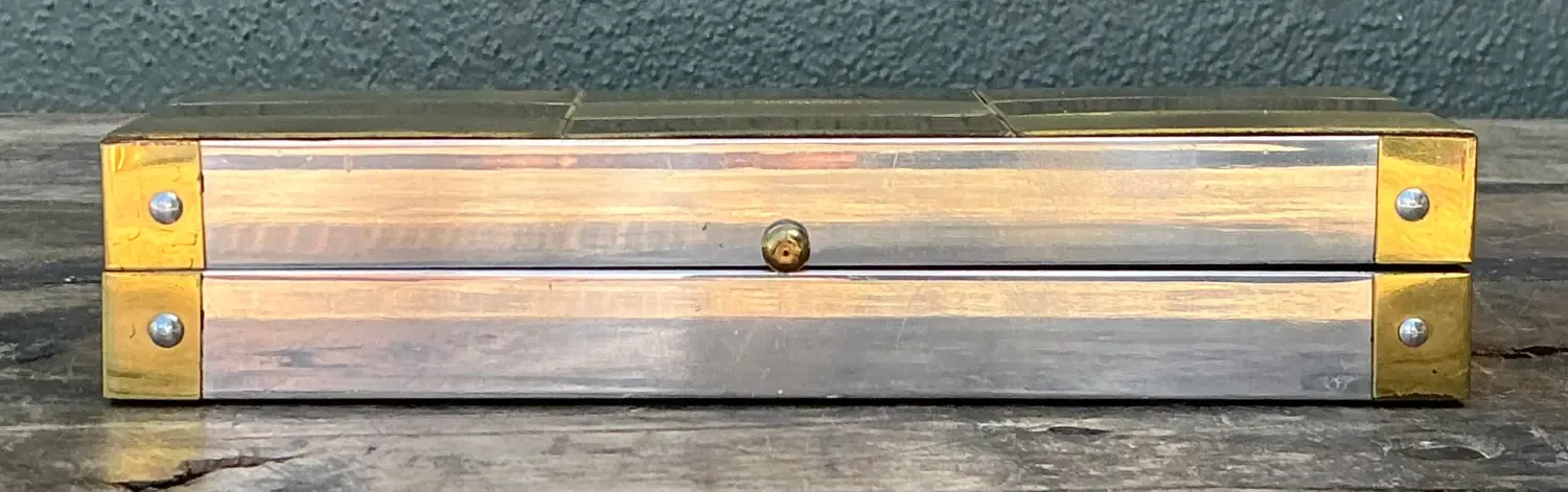 Vintage Checkerboard Brass Box — additional photo 2