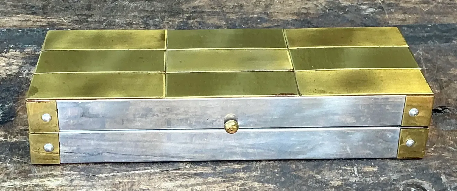 Vintage Checkerboard Brass Box — additional photo 3