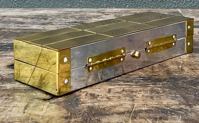 Vintage Checkerboard Brass Box — additional photo 4