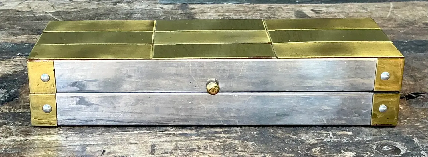 Vintage Checkerboard Brass Box — additional photo 6