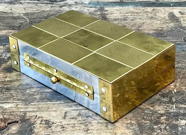 Vintage Checkerboard Brass Small Box — additional photo 3