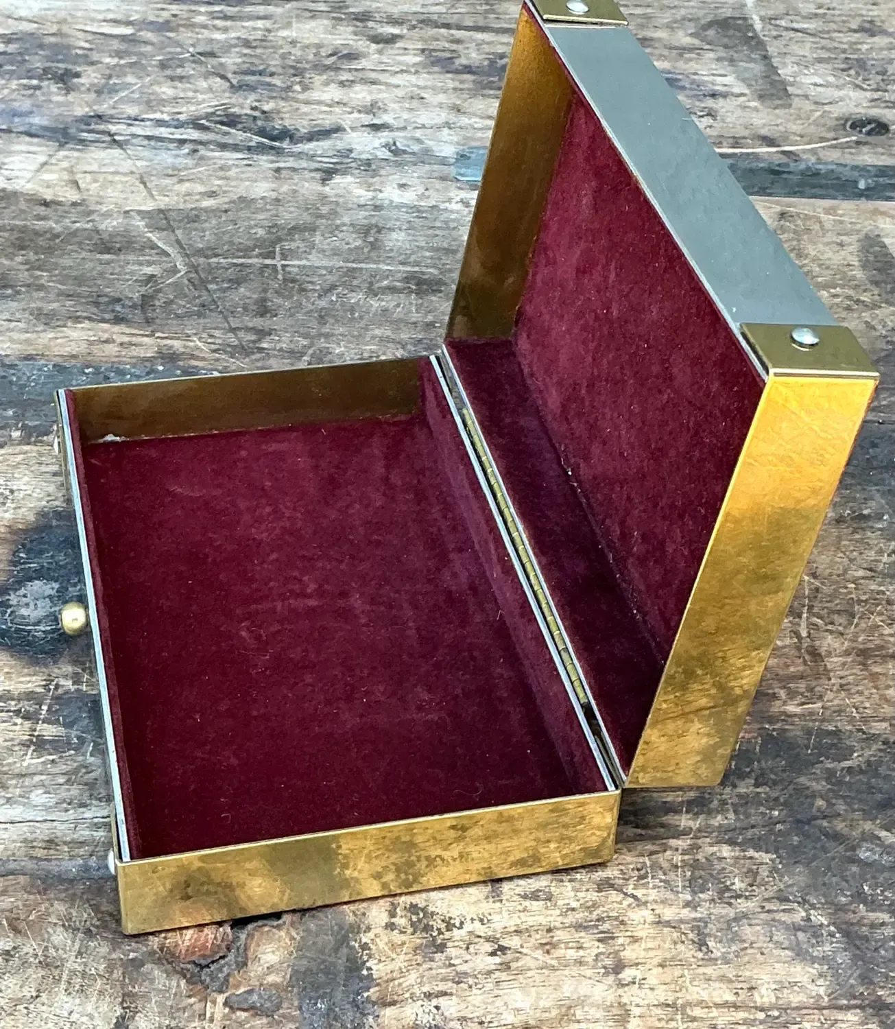 Vintage Checkerboard Brass Small Box — additional photo 6