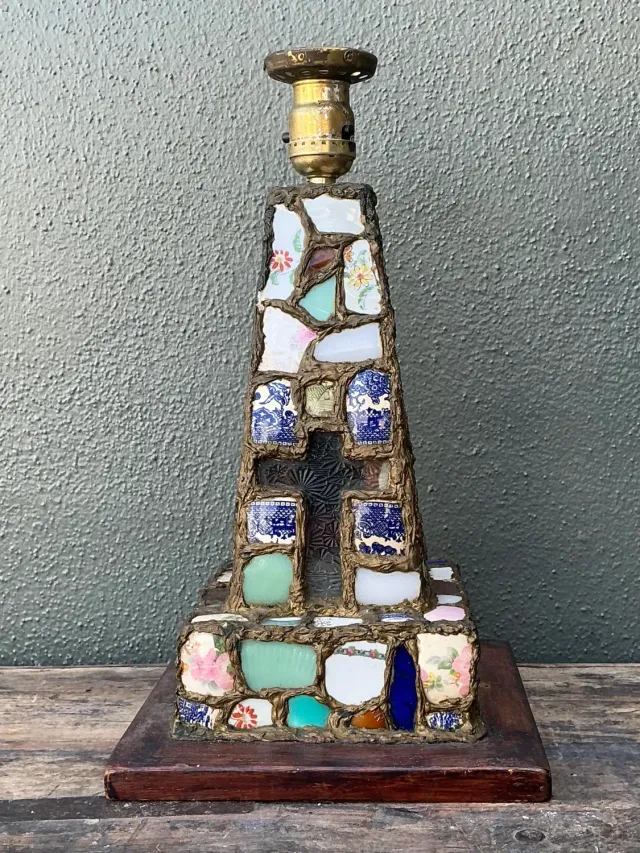 Vintage China Mosaic Lamp — additional photo 2