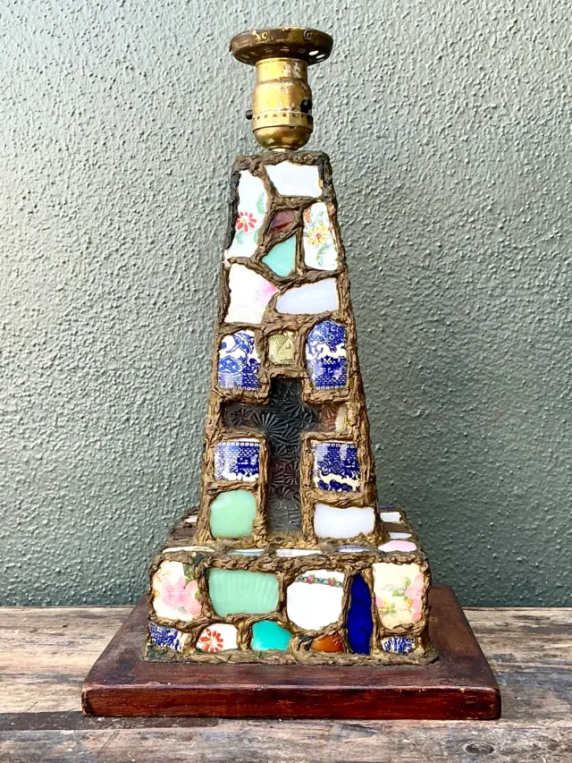 Vintage China Mosaic Lamp — additional photo 3