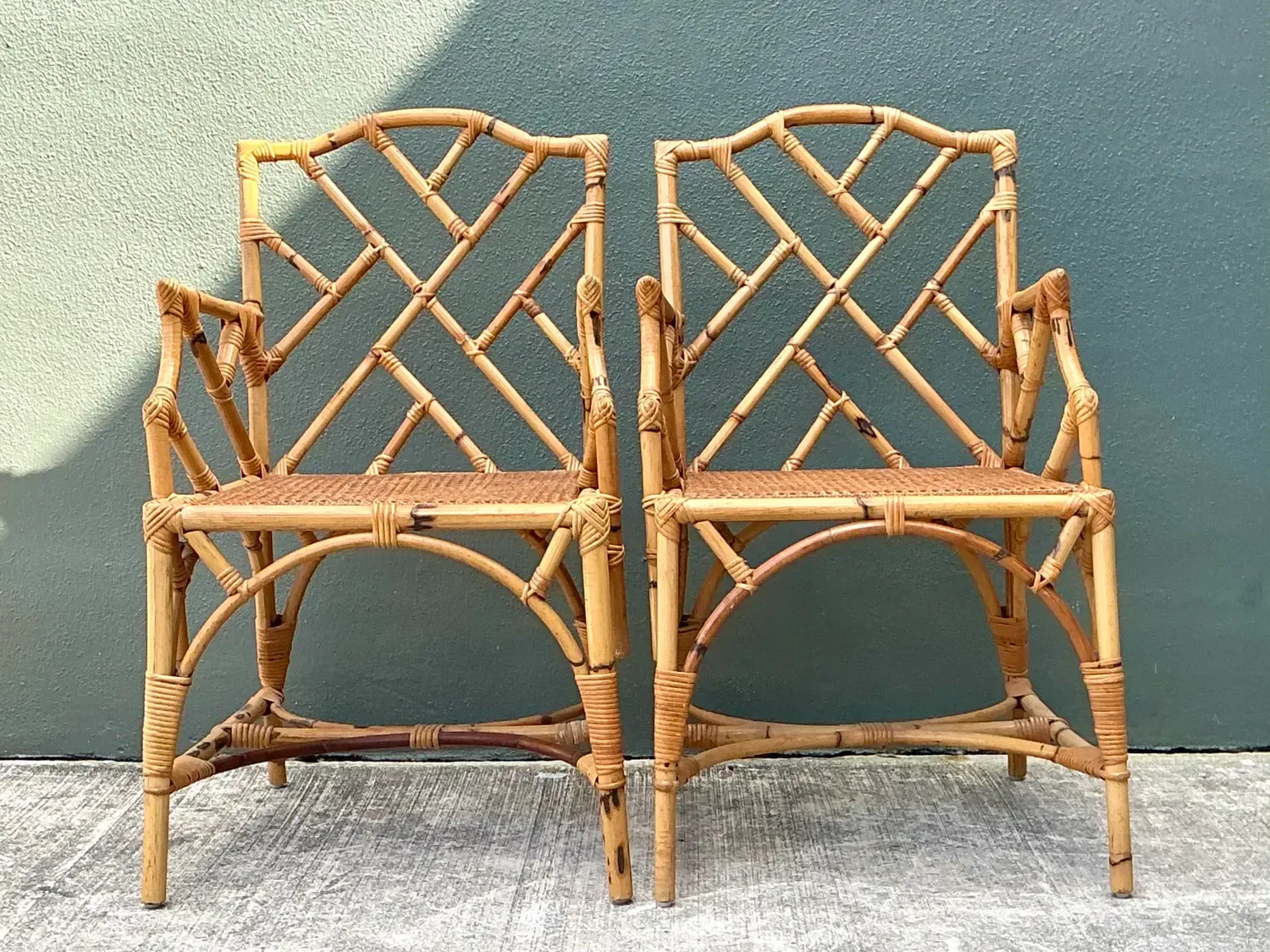 Vintage Chinese Chippendale Rattan Dining Chairs — additional photo 6