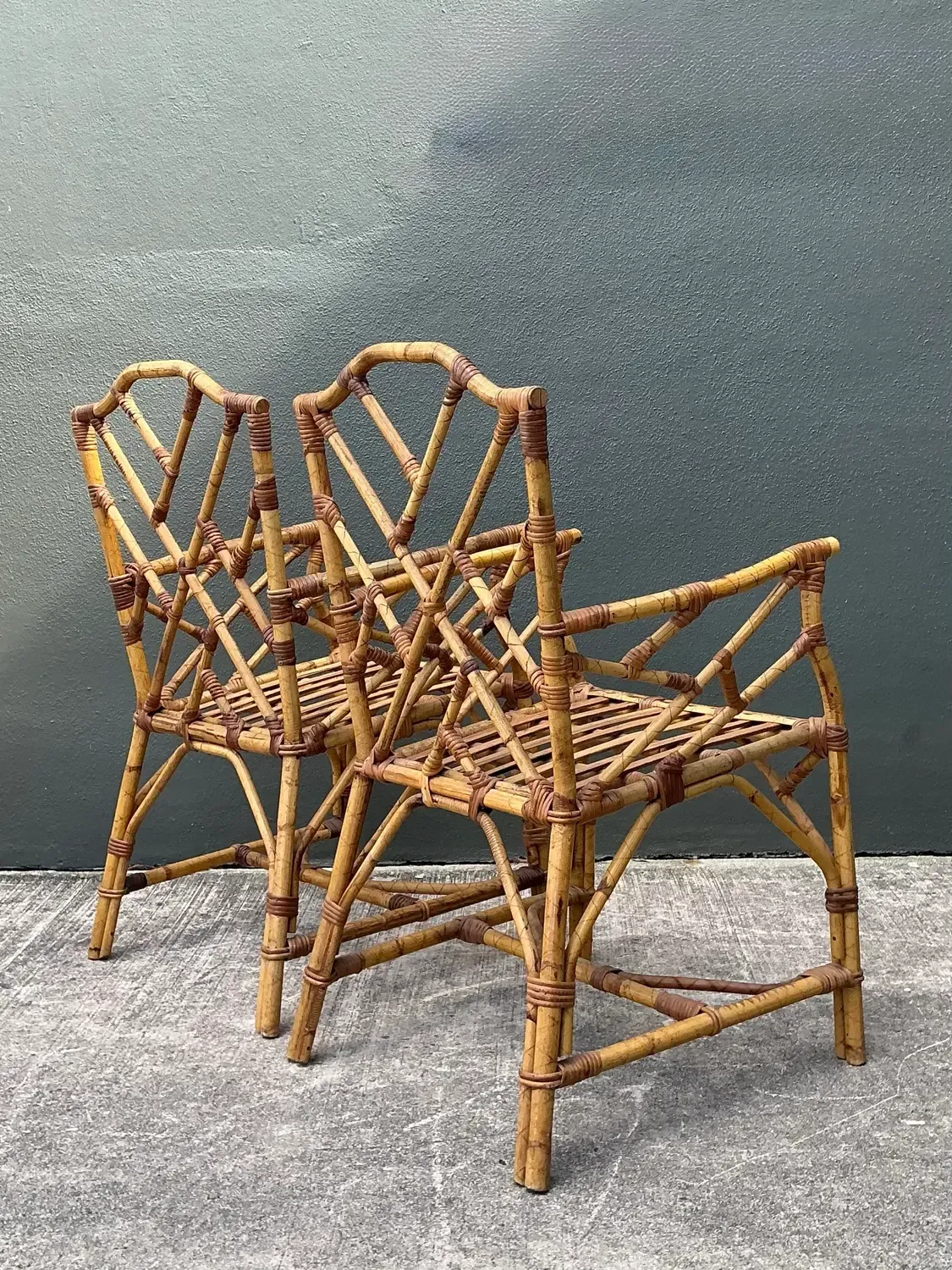 Vintage Chinese Chippendale Rattan Dining Chairs — additional photo 7