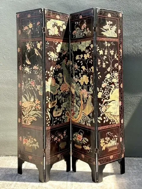 Vintage Chinoiserie Four Panel Folding Screen — additional photo 3