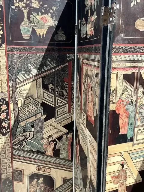 Vintage Chinoiserie Four Panel Folding Screen — additional photo 4