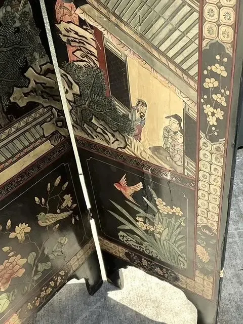 Vintage Chinoiserie Four Panel Folding Screen — additional photo 5