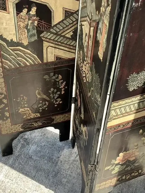 Vintage Chinoiserie Four Panel Folding Screen — additional photo 8